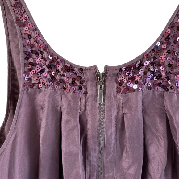 Rebecca Taylor Purple Scoop Neck 100% Silk Sequin Tank Top - Picture 4 of 9